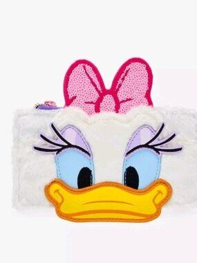Loungefly Disney Daisy Duck Cardholder Plush Card Wallet With Zipper Pocket New